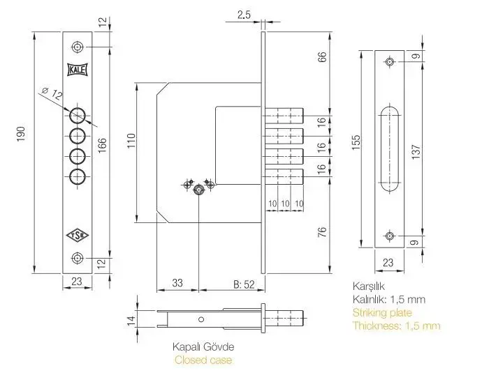 Врезной замок KALE KILIT 189/4MF Photo 2