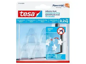 Tesa 77734 Adhesive Deco Hooks, 5 Pieces, 0.2 kg Capacity