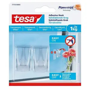 Tesa 77735 Adhesive Deco Hooks, 1 kg Capacity, 2 Pieces