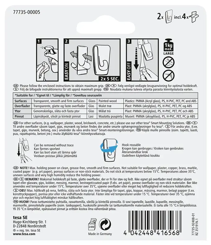 Tesa 77735 Adhesive Deco Hooks - 2 Pack Photo 2