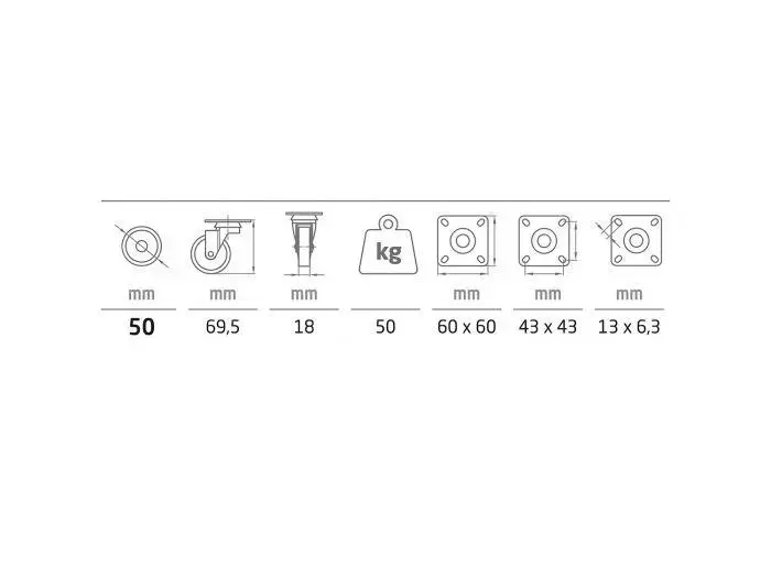 AMIG 23337 Furniture Wheel D50 Photo 2