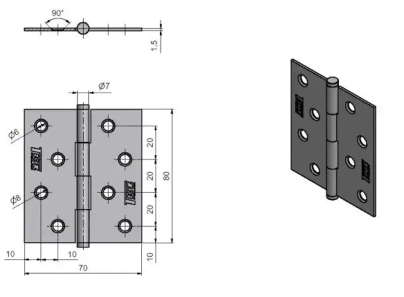 Flexible Door Hinge TKZ J1 KZ80 ZN 8280 Photo 3