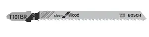 Bosch T 101 BR Clean for Wood Jigsaw Blades, HCS, 2.5 mm Tooth Spacing, 3 Pieces