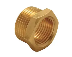 TDM Brass Reducing Bushing 1/2 inch Male to 1/4 inch Female Threaded Fitting