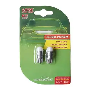 T-WAY AutoDuals T10 LED spuldze, balta gaisma, 2 gab. komplekts