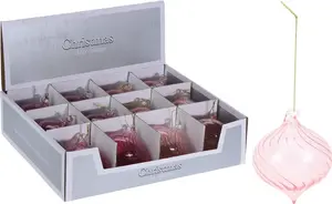 KOOPMAN ABR705160 Christmas Ornament 8cm Pink Glass Onion Shape
