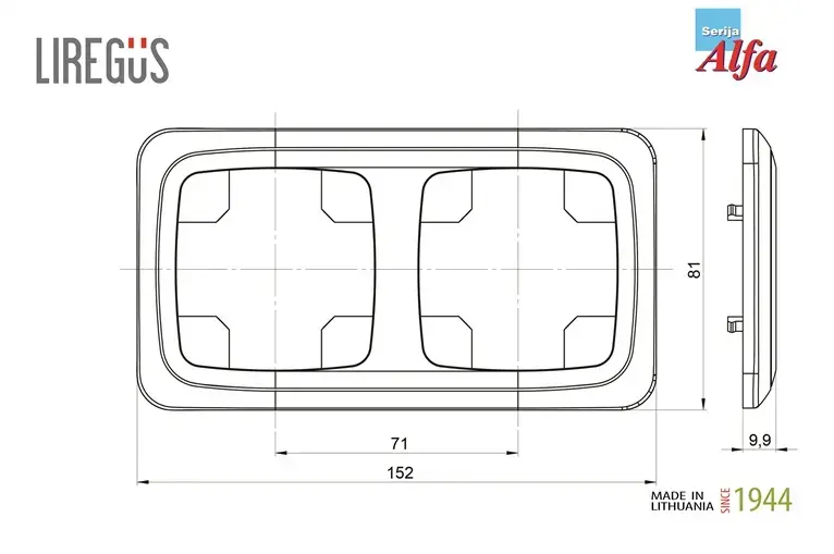 Двухместная рамка LIREGUS K14-135-02A/B, дуб Photo 2