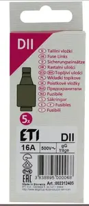 ETI DII/GG Fuse Link, 16 A, E27 Base, 5 Pieces