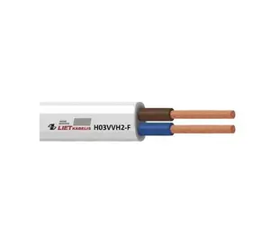 Lietkabelis H03VVH2-F Power Cable, 2 x 0.5 mm², White