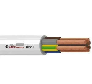 Монтажный кабель Lietkabelis BVV-F, 5 x 6 мм², белый
