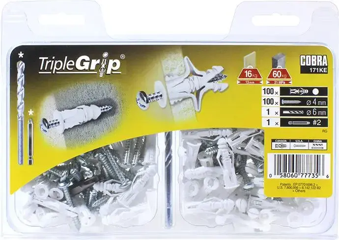 Дюбель для гипсокартона Cobra Triple 4x29 мм Photo 2