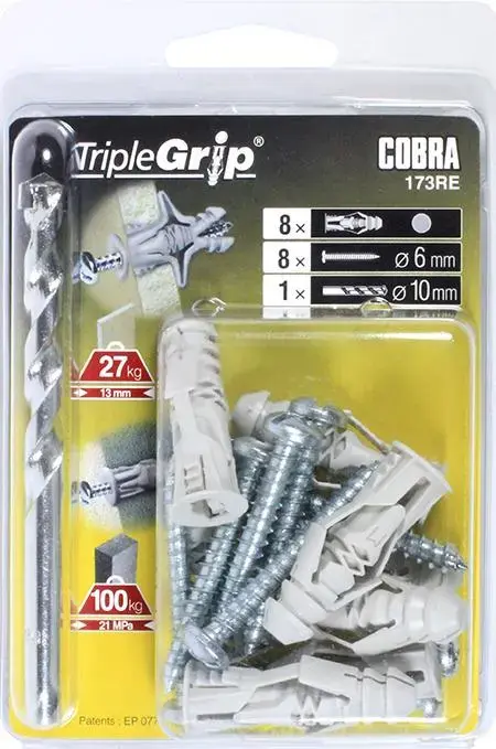 Дюбель для гипсокартона Cobra Triple 6x39 мм Photo 2