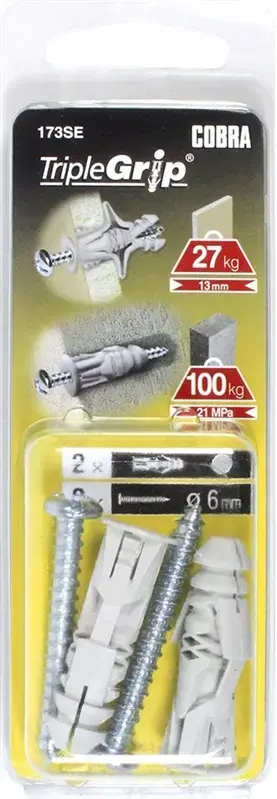 Cobra Triple Drywall Anchor 6x39mm Photo 2