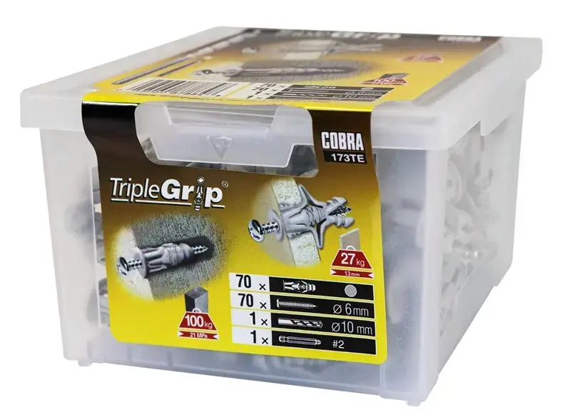 Cobra Triple ģipškartona dībelis 6x39 mm 70 gab Photo 2