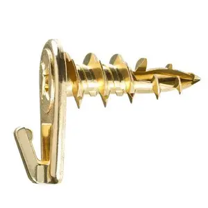 Cobra 2620F Drywall Screw Hook, 10.5x27 mm, Brass, 4 Pieces