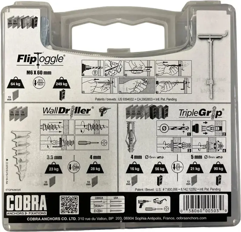 Cobra ProKit dībeļu komplekts ģipškartonam 128 gab Photo 2
