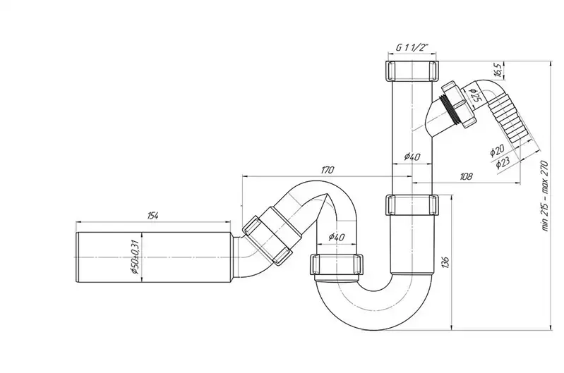 ANI PLAST DY1025EU Washbasin Siphon Photo 2