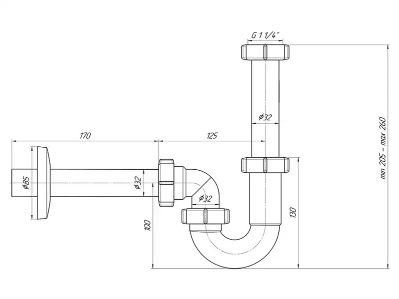 ANI PLAST DB1023EU U-Shaped Washbasin Siphon Photo 2