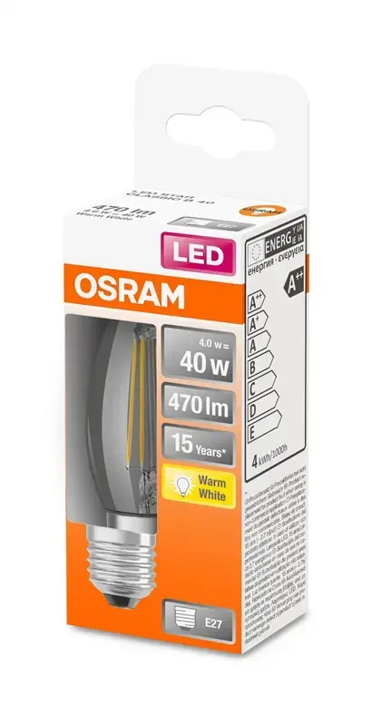 Osram LED Filament B35 E27 3.4W 470lm 2700K spuldze Photo 2