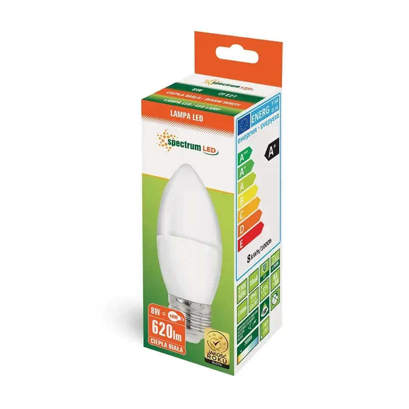 Spectrum B35 LED spuldze E27 8W 620LM 3000K Photo 2