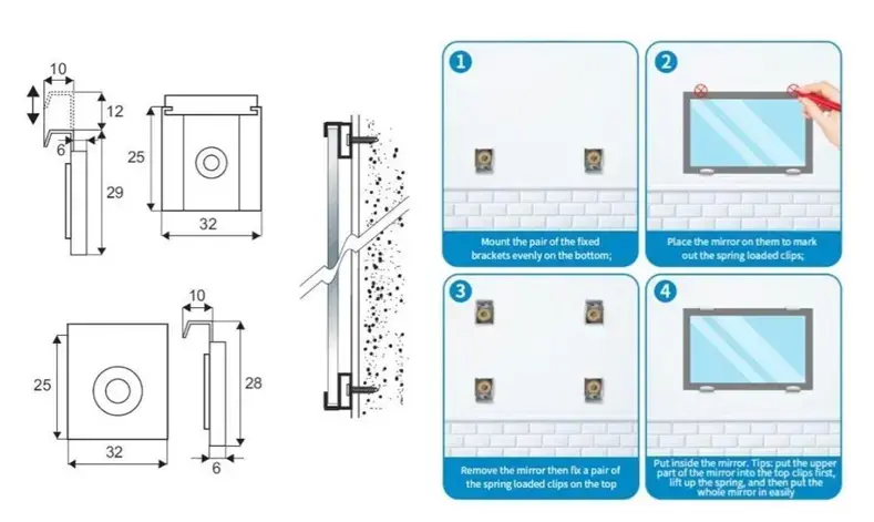 SISO 22.05.100 Mirror Holders - Set of 4 Photo 3