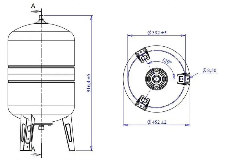 VAREM US100362CS0A2000 Vertical Hydrophore Tank 100L Photo 2