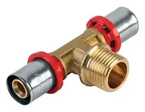 TDM Brass presējams T-veida savienojums 1660 20 mm x 1/2 collas ar iekšējo vītni