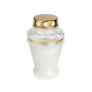 GERALDA Grafas Pillar Candle, 55-hour Burn Time, Transparent and White