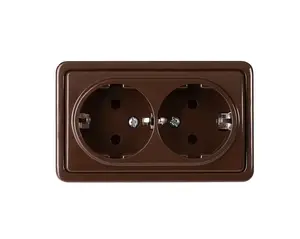 VILMA RP16-021 Double Socket with Grounding, Brown