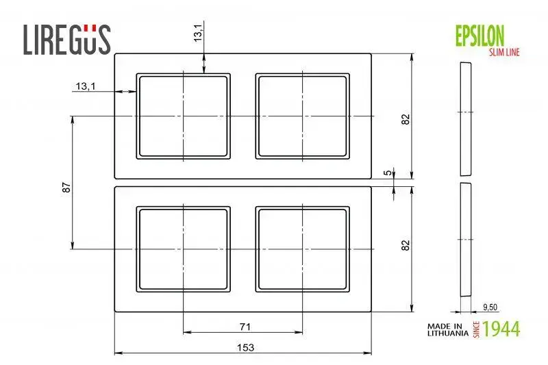 Рамка LIREGUS Epsilon Slim 2-местная - Черная Photo 3