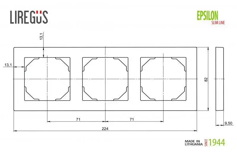 Рамка LIREGUS Epsilon Slim K14-145-03, 3-местная, черная Photo 2