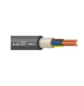 Lietkabelis CYKY-L Power Cable, 2 x 1.5 mm², Black