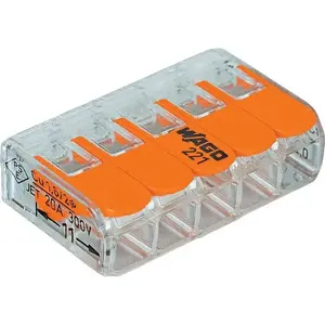 Wago 221-415/5 5-Port Lever-Clamp Connector for 0.2-4mm² Wires, 32A/450V