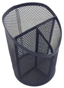 NENURODYTA_Z 681001A Round Desk Pen Holder with 3 Sections