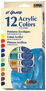 KREUL 28250 Acrylic Paint Set, 12 Colors, 12 ml Tubes