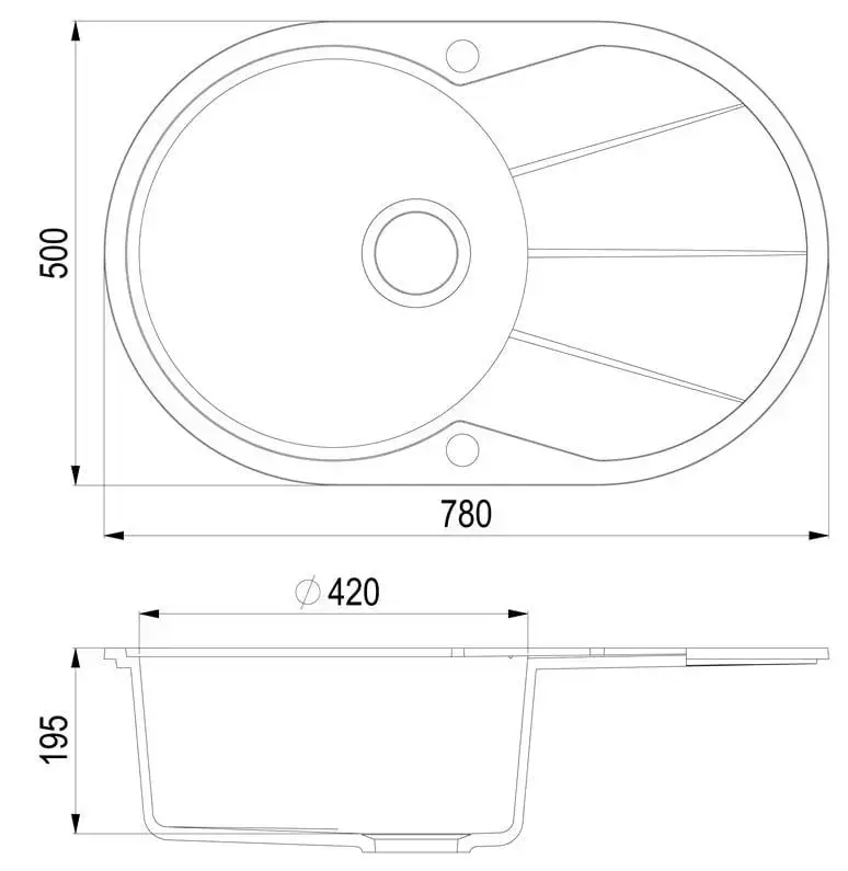 HELIKA SR 101-110AW Oval Kitchen Sink Photo 2