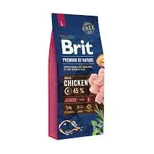 Сухой корм для щенков крупных пород Brit Premium by Nature Junior L с курицей 15 кг