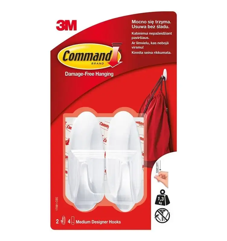 3M Command Adhesive Hook - White Photo 2