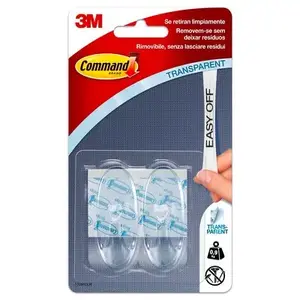 3M Command Universal Indoor Hook, Transparent, 2 Pieces