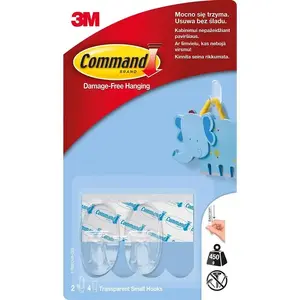 Крючки самоклеящиеся 3M Command 17092, прозрачные, малые, нагрузка 450 г