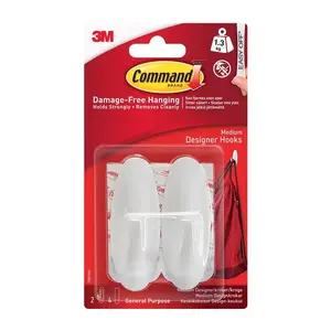 3M Command Medium Designer Hooks 17081-CEE Adhesive Wall Hooks