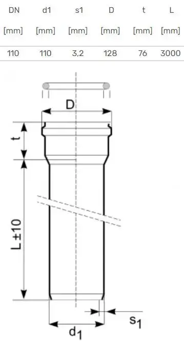 Наружная канализационная труба MAGNAPLAST D110 SN4 3.0м Photo 3