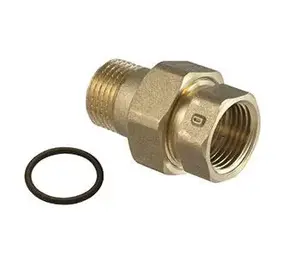 TDM Brass trīsdaļīgs savienotājs M/F ar blīvgredzenu 3/8"