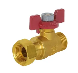ARCO 02290 mini lodveida vārsts 1/2" ar uzgriezni un sarkanu rokturi