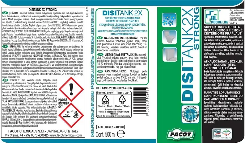 Дезинфицирующее средство FACOT DISITANK 2XSTRONG 500 мл Photo 2