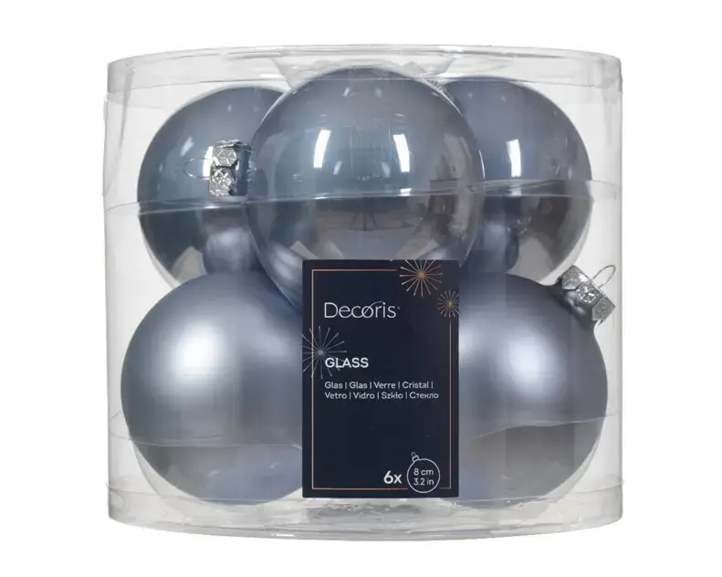Decoris Christmas Tree Ornaments, 80 mm, Light Blue, 6 pcs Photo 2