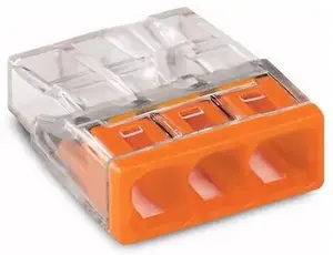 Wago 2273-203 Compact PUSH WIRE Connector, 3-Port, 450V, Orange, 25 Pieces