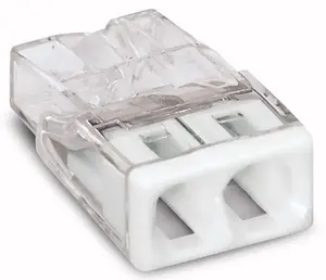 Wago 2273-202 Compact PUSH WIRE Connector, 2-Port, 450V, White, 25 Pieces