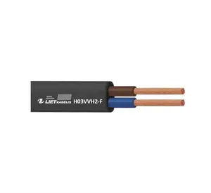 Lietkabelis H03VVH2-F Power Cable, 2 x 0.5 mm², Black, 25 m