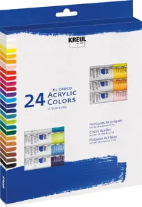 KREUL 28253 Acrylic Paint Set, 24 Colors, 12 ml Tubes